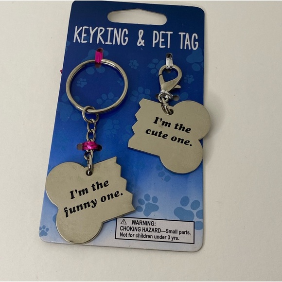 Keyring & pet tag I’m the funny one/ I’m the cute one - Picture 2 of 6